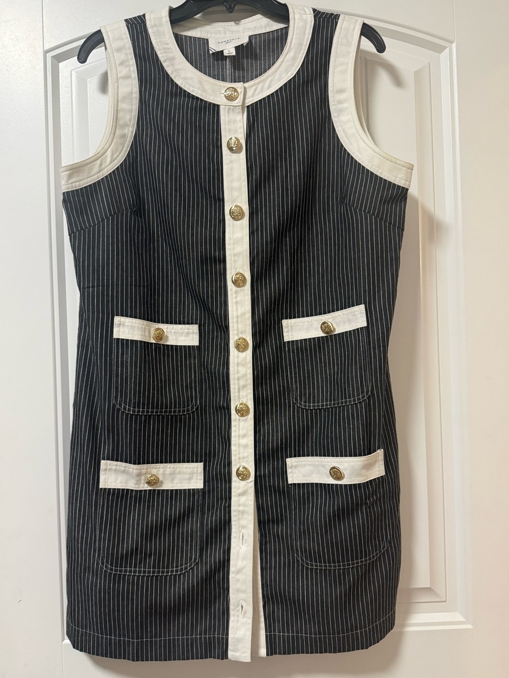 Pomander Place Black Stripe Voileta Dress*flawed*